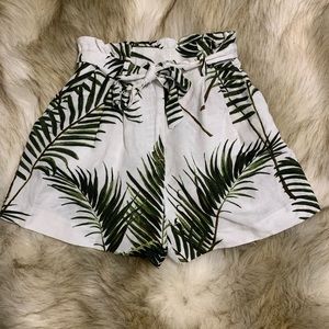 5 for $50 linen leaf print shorts